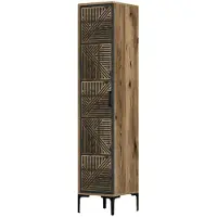 Dmora Armadio Multiuso 1 Anta Giusta 40x201.4h cm Nero Antracite, Un'anta 5 Vani