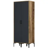 Dmora Guardaroba 2 Ante Acate 47.5x201.4h cm Nero Antracite, Appendiabiti 2 Ante