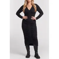 Guess Marciano GUESS Amelia Vneck Drape M Jet Black A996 Taglia: 46 | Abiti Midi Outlet | Donna | Nero