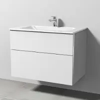 Sanipa , combinazione a 3 elementi con lavabo in vetro, 81,5 cm, 2 cassetti con maniglia integrata