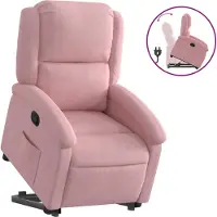 Syfax Poltrona Alzapersona Reclinabile Rosa in Velluto