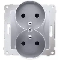 Kontakt-Simon Simon 54 Presa Argento Opaco Ip20 Con Presa Di Terra Con Schermature
