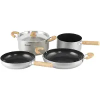 Outwell Feast keramisches Topfset XL Pentola (2 Pfannen, 4 l-Topf, Soßenpfan, grigio)