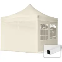 TOOLPORT 3x3m gazebo pieghevole con laterali (finestre), ECONOMY acciaio, crema