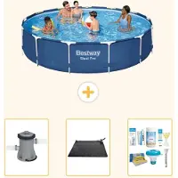 Bestway Steel Pro, piscina in acciaio, forma rotonda - 396x84 cm - composta da 4 parti, modello S22757
