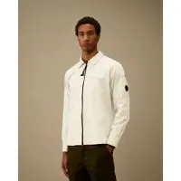 C.P. Company per uomo. RCCMOS705A110143G Giacca-camicia con zip in cotone biologico, color bianco sporco (L), Casual, Manica lunga