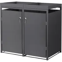 ML-Design cassonetto 2 con tetto vegetale per 2 cassonetti, 240L 132x80x124cm antracite, acciaio, resistente alle intemperie/serratura