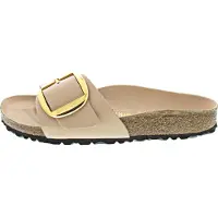 Birkenstock per donna. 1026496 Sandali in Pelle Madrid Big Buckle (Calzata Stretta) beige (37), Basso, Nessuno, Casual