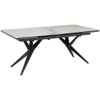 Wohnling Tavolo da sala da pranzo 180 260 cm allungabile in Vetroceramica vetro bianco Tavolo in Vetroceramica effetto marmo Grande tavolo da cucina di design Tavolo da pranzo rettangolare stravagante