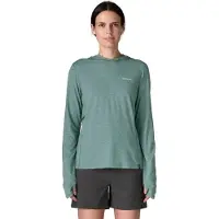 Patagonia - T-shirt da escursionismo leggero con protezione UV - W's Cap Cool Sun Hoody Peak Visions Nouveau Green Blue Sage X-Dye per Donne in Poliestere Riciclato - Taglia M
