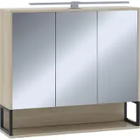 Vicco Mobile a specchio per il bagno Vionna Quercia/nero 80 x 71.5 cm con luce LED, Model 55335