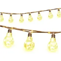 Salcar 5M LED Fairy Lights Outdoor Solar & USB 10 Bulb Vintage Hemp Rope Fairy Lights Outdoor Hanging Lights 8 Modes Waterproof Warm White