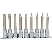 Ks Tools 1/2" CHROMEplus Set di bussole TX, foro, lunghe, 9 pezziTB20-TB60