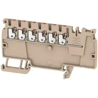 Weidmuller 50 pezzi Morsetto di distribuzione 1,5qmm, beige scuro - Morsetto passante 3,5 mm 17,5A AAP11 1.5 LI RD
