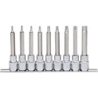 Ks Tools 1/2" CHROMEplus Set di bussole Torx, lunghe, 9 pezzi T20-T60, 918.1317
