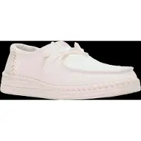 HEY DUDE mocassini da donna wendy espadrille in tessuto intrecciato e cuciture a contrasto bianchi
