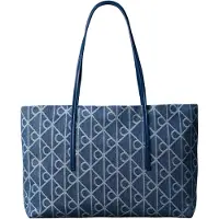 Calvin Klein Emblem All-over Print Denim Tote Bag Medium Wash Taglia: OS | Borsa di tela Outlet | Donna | Blu