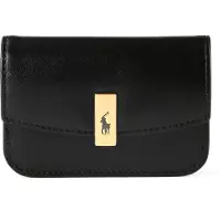 Ralph Lauren per donna. 427P04990002 Portacarte Polo ID pieghevole in pelle nera (OSFA), Nero, Casual, Classico