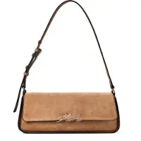 Karl Lagerfeld Signature Borsa a spalla Vera Pelle 32.5 cm marrone