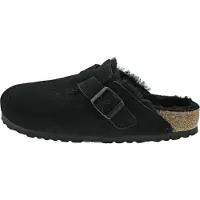 Birkenstock per donna. 259883 Zoccoli in Pelle Boston Shearling (Calzata Stretta) nero (37), Basso, Camoscio, Nessuno, Casual