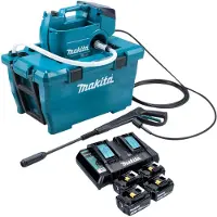 Makita DHW 080 PF4K Idropulitrice a batteria 36 V ( 2x 18 V ) 80 bar 380 l/h Brushless + 4x batteria ricaricabile 3,0 Ah + doppio caricatore