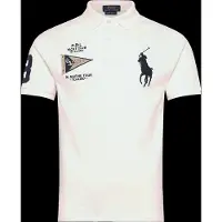 Ralph Lauren per uomo. 710B21921003 Polo bianca con logo Big Pony, vestibilità slim personalizzata. (S), Bianco, Casual, Cotone, Manica
