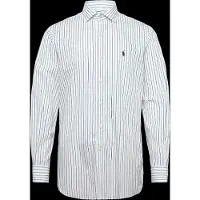 Ralph Lauren per uomo. 712B15309006 Camicia in popeline Custom Fit a righe bianco (43), Casual, Cotone, Classico, Manica lunga