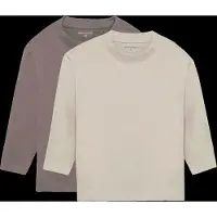 Minymo Kid's T-Shirt L/S Loose Fit (2-Pack) Maglia a manica lunga Bambini (152, beige)