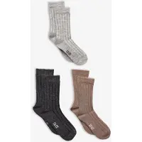 Minymo Kid's Wool Socks Rib 3-Pack Calze casual Bambini (15-18, marrone)