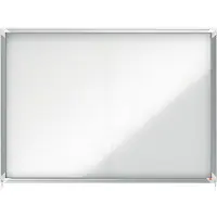 Nobo Vetrina Espositiva Da Interno Con Anta Scorrevole Premium Plus 18x A4 Fogli Magnetici Superficie Bianca
