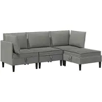 vidaXL Set da salotto , 4 pezzi, tessuto grigio scuro