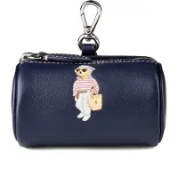 Ralph Lauren Bear Borsa da toilette Vera Pelle 10 cm blu
