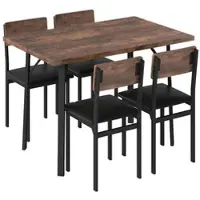 Costway 5 TLG. Set da pranzo, tavolo da pranzo con 4 sedie, tavolo da cucina e sedie da sala da pranzo in Pelle finta, set da sala da pranzo per 4 persone, dinette, vintage