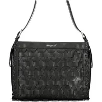 Desigual , Borsa media intrecciata, Donna, Poliuretano, Nero, U
