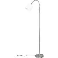 TRIO Leuchten Lampada da terra Tommy, nichel/bianco, altezza 130 cm, metallo/tessuto
