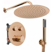 REA Set Doccia A Incasso Lungo Termostat Copper 25X25X150Cm