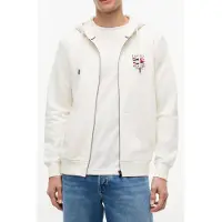 Tommy Hilfiger Flag Embroidery French Terry Zip-thru Hoody Ivory Petal Taglia: M | Felpe con cappuccio Outlet | Uomo | Bianco