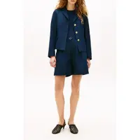 Tommy Hilfiger per donna. WW0WW49335 Blazer dal taglio slim con bottoni color oro blu navy (34), Casual, Poliestere