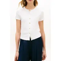 Tommy Hilfiger Gold Button Slim Ss Ecru Taglia: S | Magliette intime Outlet | Donna | Marrone