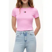 Tommy Hilfiger Slim Badge Rib Pink Daisy Taglia: M | Maglie Sportivi Outlet | Donna | Rosa