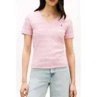 Tommy Hilfiger Slim Cody V-neck Ss Fine Bonita Pink/ecru Taglia: M | Maglie Sportivi Outlet | Donna | Rosa