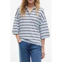 Tommy Hilfiger Oversized Fit Stripe Polo Shirt Multi Breezy Blue/ecru/black Taglia: S | Polo Outlet | Donna | Blu