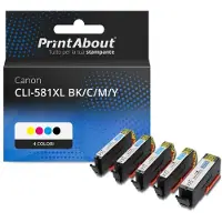 PrintAbout Cartuccia compatibile Canon CLI-581XL BK/C/M/Y - 4 colori Alta capacità Multipack