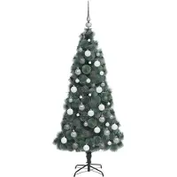 vidaXL Albero di Natale artificiale preilluminato con set di palline 210 cm