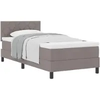 vidaXL Letto a molle insacchettate con testiera in tessuto taupe 100 x 200 cm