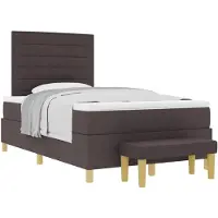 vidaXL Letto boxspring con testiera, marrone scuro, 200 x 120 cm, tessuto
