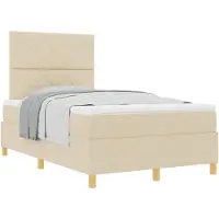 vidaXL Letto a molle inscatolate con testiera crema 120 x 190 cm in tessuto