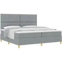 vidaXL Letto a molle con testiera grigio chiaro 200 x 200 cm in tessuto