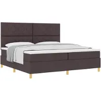 vidaXL Letto a molle con testiera marrone scuro 200 x 200 cm in tessuto