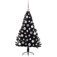 vidaXL Albero di Natale artificiale preilluminato nero 120 cm PVC